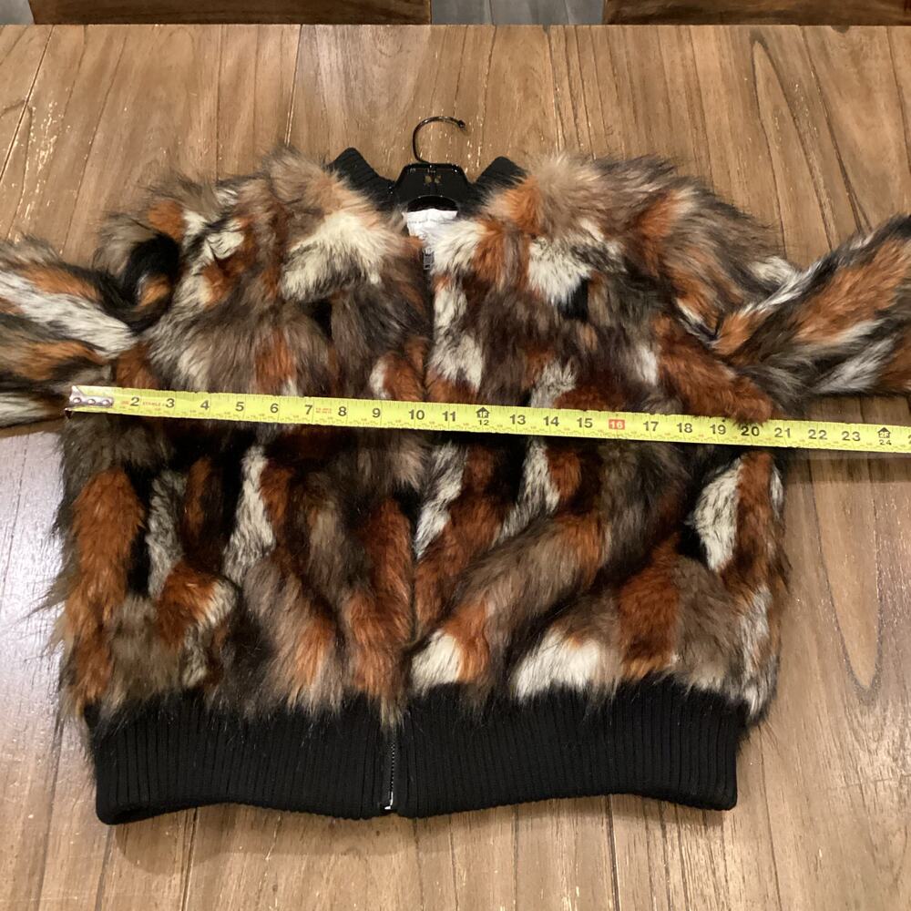 Cupcakes and Cashmere brown Faux Fur Petras Patchwork Bomber Jacket M NWT - Picture 6 of 10